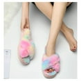 thumbnail image 2 of LORDFON Open Toe Cross Band Fuzzy Womens Slippers Fluffy House Slippers with Memory Foam, 2 of 6