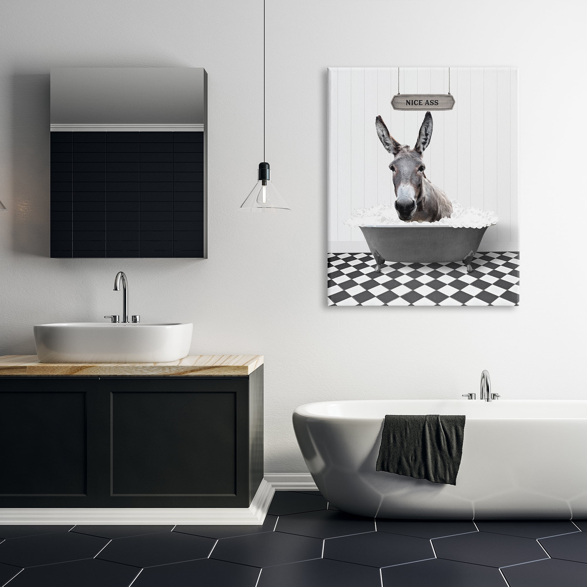 Stupell Industries Nice A** Bathroom Phrase Animals & Insects Painting Gallery Wrapped Canvas Print Wall Art, 36 x 48
