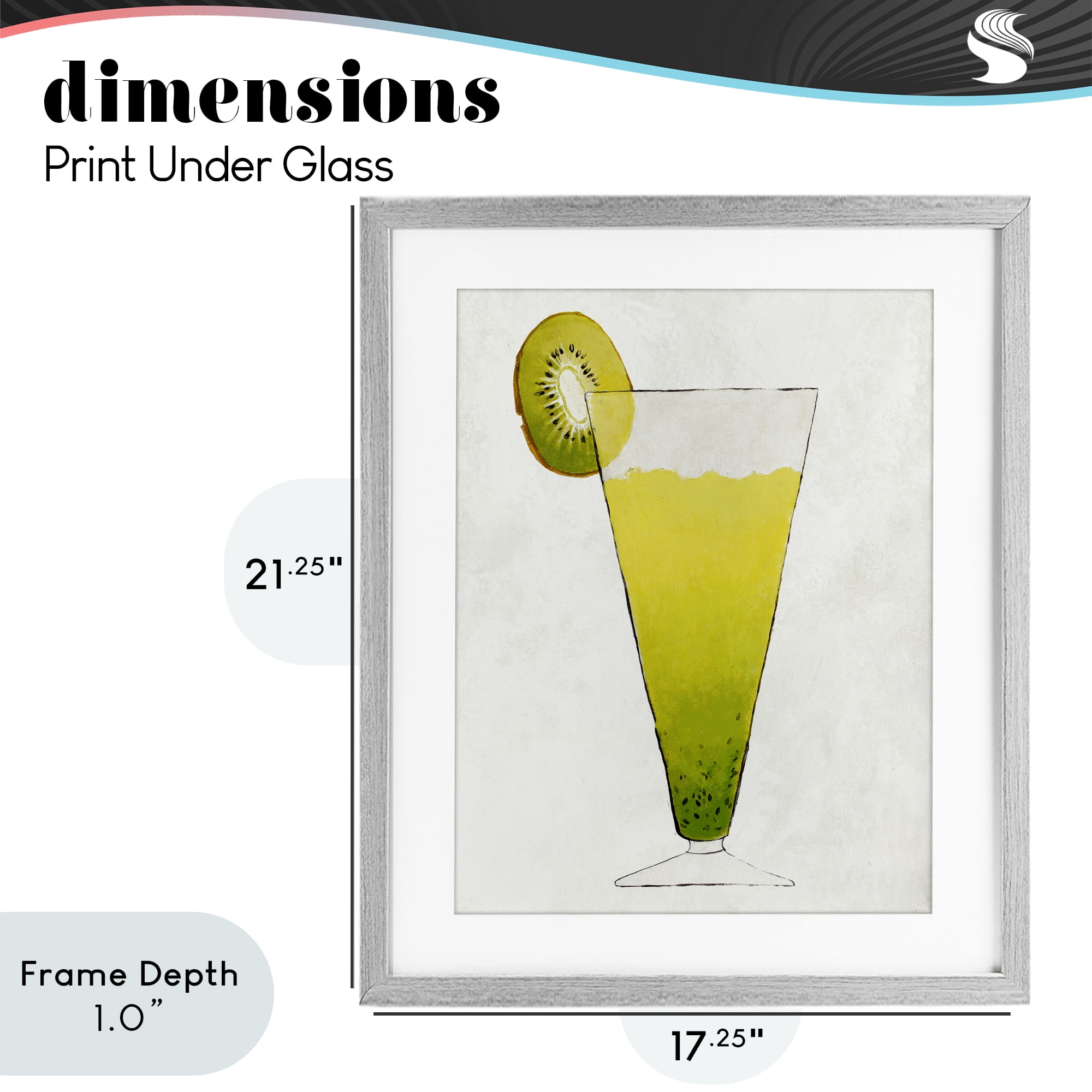 Stupell Industries Summer Cocktail Kiwi Slice Gray Framed Print Under Glass, design by Lorenzo Collective