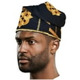 thumbnail image 2 of Black and Gold Embroidered African Hand woven Aso Oke Hat, 2 of 5