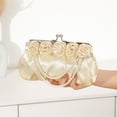 thumbnail image 2 of Luxurious Rose Silk Evening Clutches Bag with Detachable Chain for Formal Event Elegant Pearls Chain Satins Handbag, 2 of 8