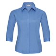 thumbnail image 1 of Russell Collection- Camisa entallada de manga tres cuartos de popelín y fácil cuidado de poliéster y algodón para mujer (Azul Corporativo), 1 of 2