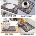 thumbnail image 4 of 2 Pack Washable Rubber Bohemian Vintage Floral Dish Drying Mats for Kitchen Counter Home Large Coffee Bar Pad Accessories and Decor for Utensils Stemware (2pcs 19.5''x12''), 4 of 6