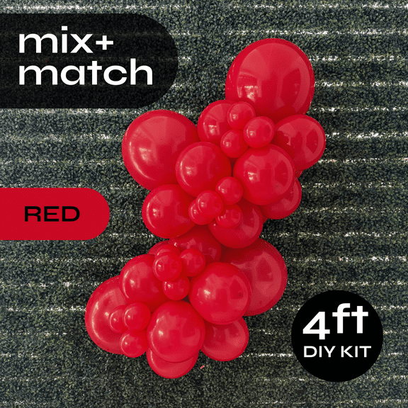 Pop Up Balloon Garland Kit, Mix & Match Red 4ft Professional Grade Latex Balloon Arch