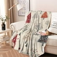 thumbnail image 2 of Beige Christmas Tree Pattern Round Blanket,Comfortable Soft Flannel Throw Blanket,All Season,Warm Lightweight Blankets for Sofa Bed Couch Living Room Chair 47"x47", 2 of 5