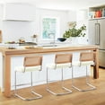 thumbnail image 3 of 26" Rattan Bar Stools, Set of 2, Rattan Counter Height Velvet Armless Bar Stools with Cane Back for Home Office Kitchen Island, 3 of 7