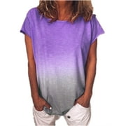 Special Gradient Color Print T-shirt Plus Size Women Summer Tops