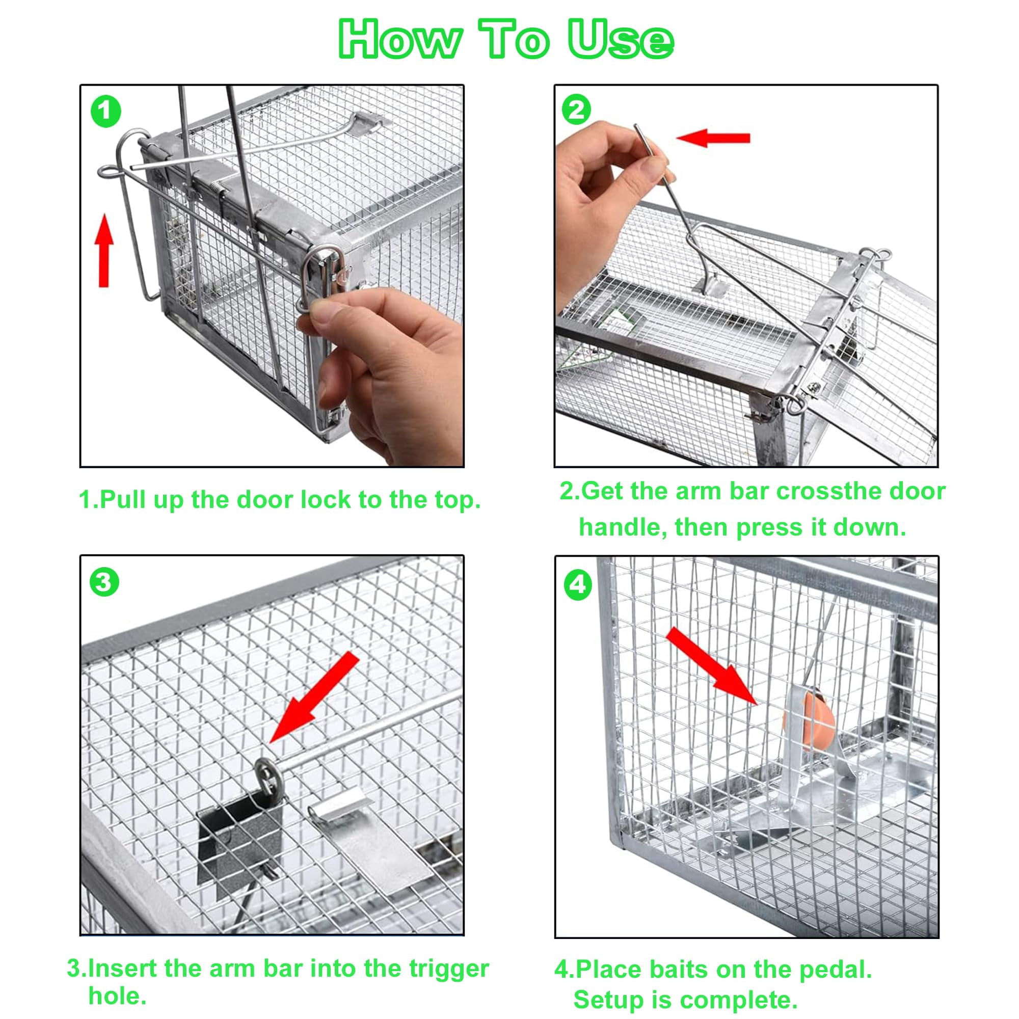 Humane Rat Traps  No Small Animal Cage Live Mouse Catch And Release Trampa Para Ratones Chipmunk Rodent That Work For Indoor Outdoor - 12.3" L X 6.5" W 5.3" H