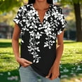 thumbnail image 4 of Otvok Women's Fashion Casual Printed V-Neck Loose Short Sleeve Raglan Sleeve Button Top, 4 of 6