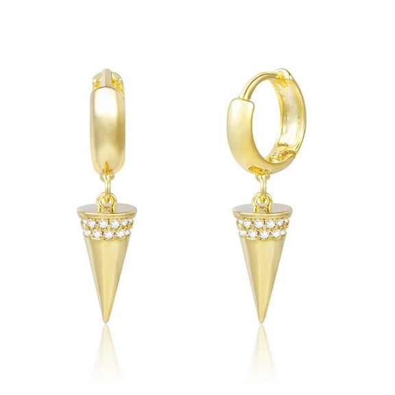 Alexcraft Dangle Earrings for Women - 14K Gold Plated Small Huggie Hoop Earrings with Cubic Zirconia - Hypoallergenic Huggie Earrings for Women of All Ages