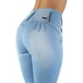 thumbnail image 2 of Fashion2Love Women's Juniors Butt Lift Push Up Mid Waist Ripped Distressed Skinny Jeans, 2 of 10