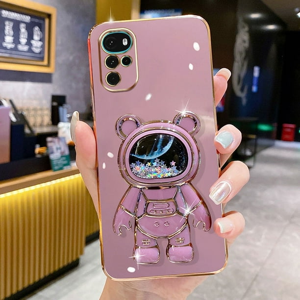 Funda Para Teléfono Motorola Moto G22 G42 G52 G82 Astronauta Fluid Support Deluxe 6D Galvanizada Anti Caída Cámara Protección Suave Cubierta