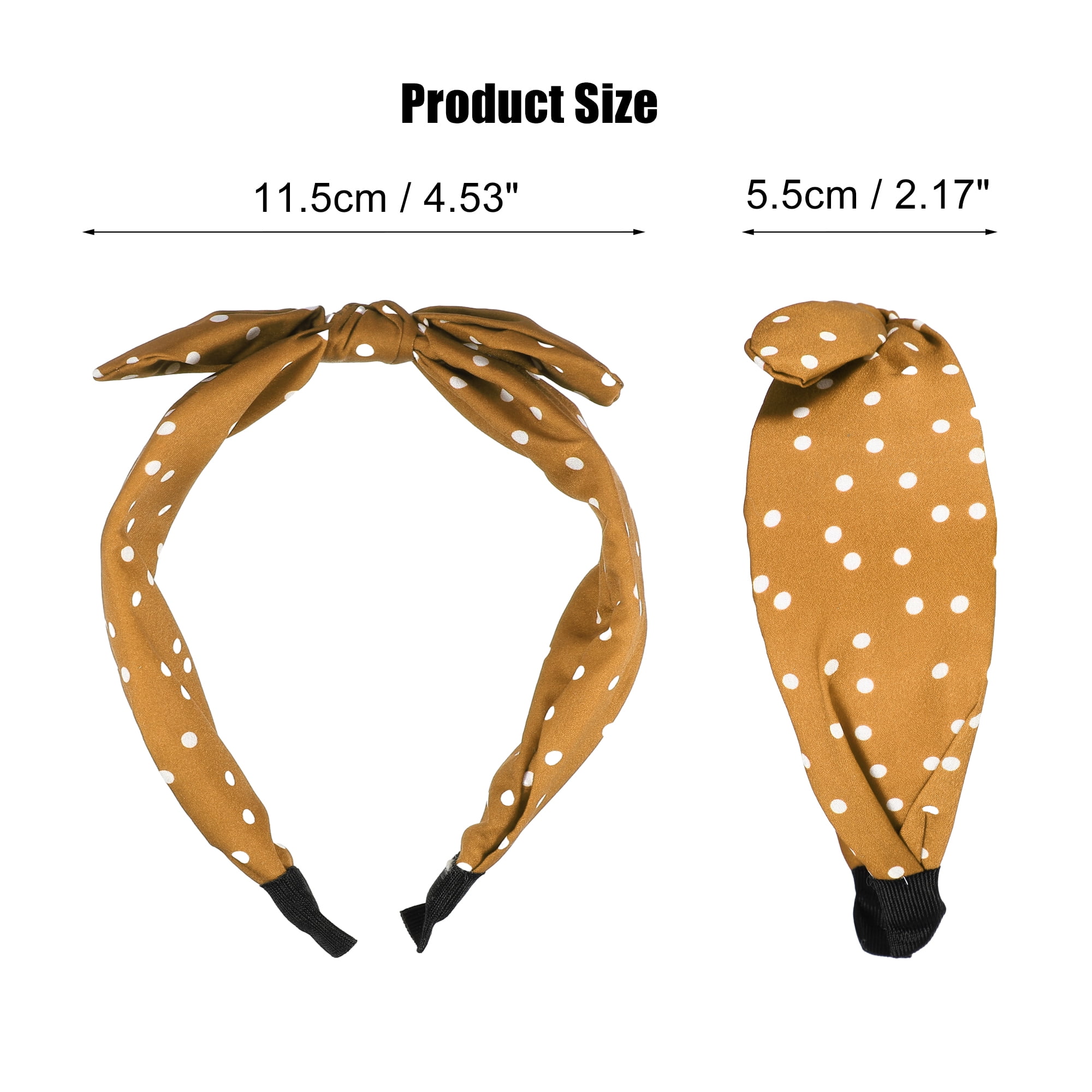 Unique Bargains 1 Pcs Bowknot Headband with Bunny Ears Hairband for Women 2.17 Inch Yellow