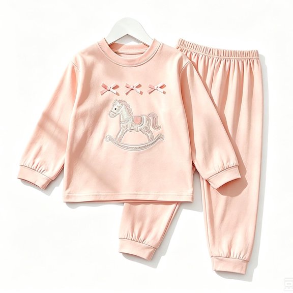SJLDQY Girls' Pajama Sets Long Sleeve Bow Shirts Pants 2 Piece Pjs Sets Casual Sleepwear Comfy Loungewear