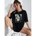 thumbnail image 6 of Mona Lisa Print Drop Shoulder Tee Graphic Tees Women Tops, 6 of 6