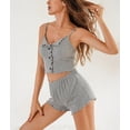 thumbnail image 3 of Richie House Pajamas Set Crop Sleepwear Womens Button Sleeveless Nightwear Pj RHW2924-D-XS, 3 of 7