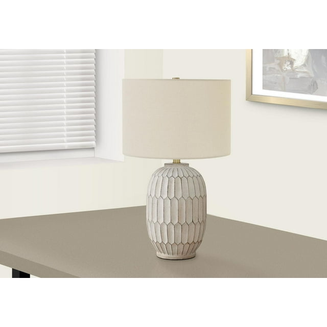 Monarch Specialties Lighting, 24"h, Table Lamp, Cream Resin, Ivory / Cream Shade, Transitional