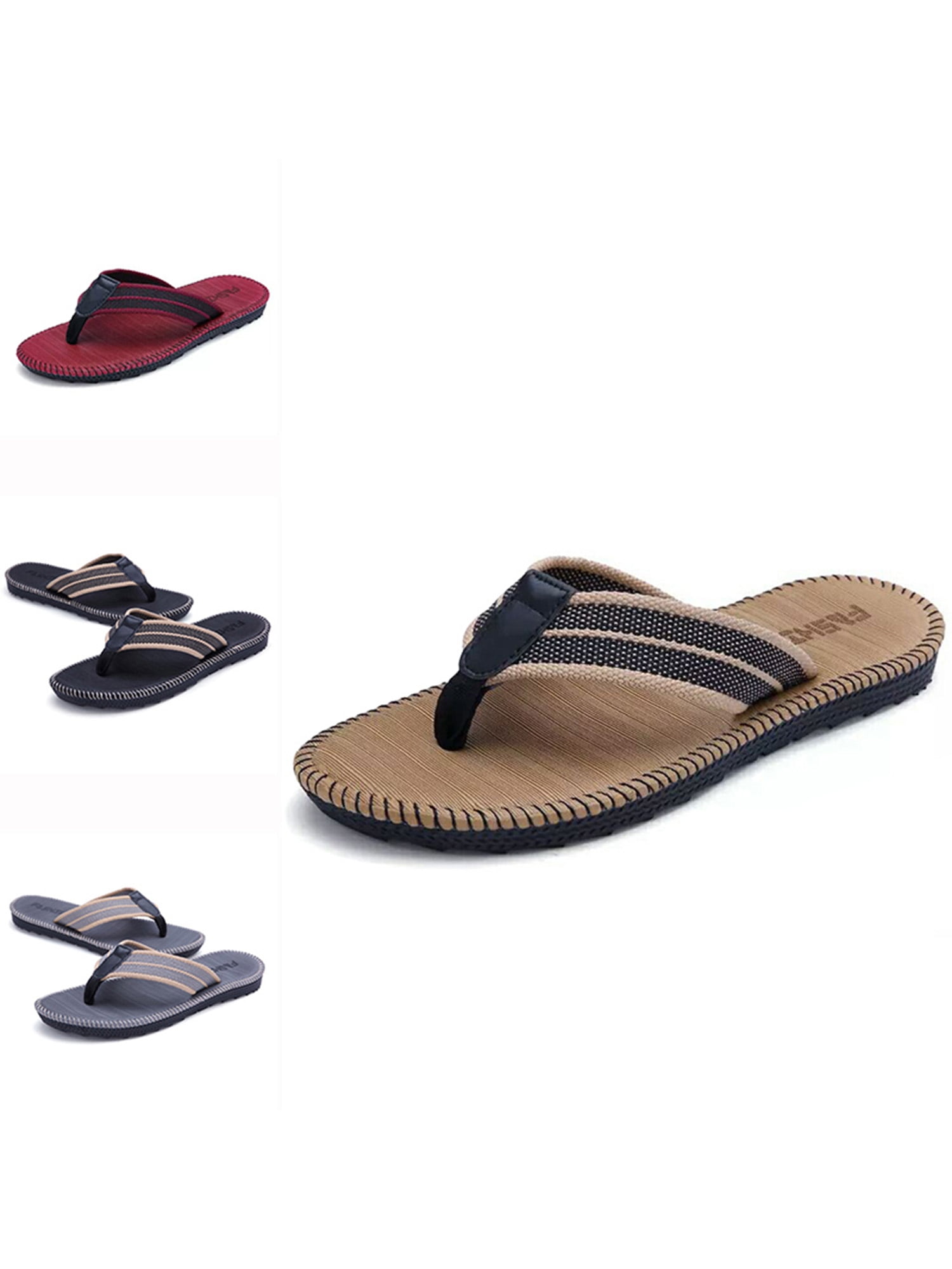 Color : Black, Size Menshoes Slippers for Men Flip-Flops Casual Slip On PU Leather Light Flexible and Simple Slippers Comfortable
