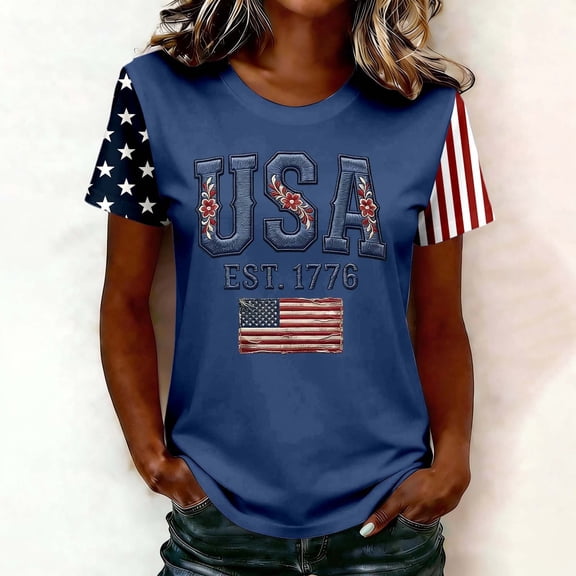 MAIHAN 250 Years Tshirt Women Women Patriotic T-Shirt Plus Size American Flag Shirts Summer Baggy Tops American Birthday Shirts Tops