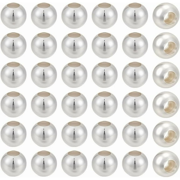 5mm 925 Sterling Silver Spacer Beads Round Ball Beads 10pcs Smooth Silver Spacer Beads Tiny Loose Beads