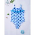 thumbnail image 3 of Zaldita Kids Girls Ruffle Trim One Piece Swimsuits Hawaiian Flounce Swimwear Bathing Suits Blue Fish Scales 14, 3 of 7