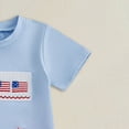 thumbnail image 6 of HCNTES Toddler Boy 4th of July Patriotic Clothes Set, American Flag Embroidered T-Shirt & Plaid Shorts, 2Pcs Independence Day Outfits 6 12 18 24M 2T 3T, 6 of 7
