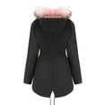 thumbnail image 3 of ELFINDEA Womens Tops Mid-length Hooded Winter Warm Plus Fleece Coat Plus Cotton Padded Coat Pink S, 3 of 6