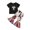 Black, variant on Boys Girls Two Piece Outfits Toddler Kid Baby Girls Summer Cotton Short-sleeved Top Flared Pants Clothes Set Summer Outfits for Girls Boys