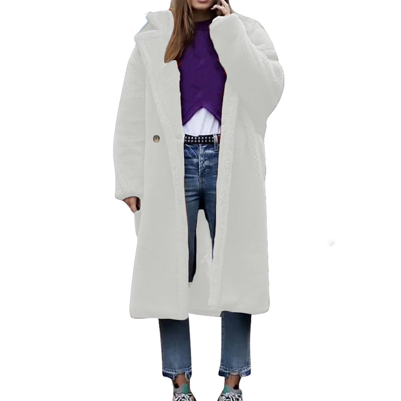 LOVZFMLL Vestes pour Femmes Manteau à Manches Longues en Cheveux d'Agneau Col Chaud