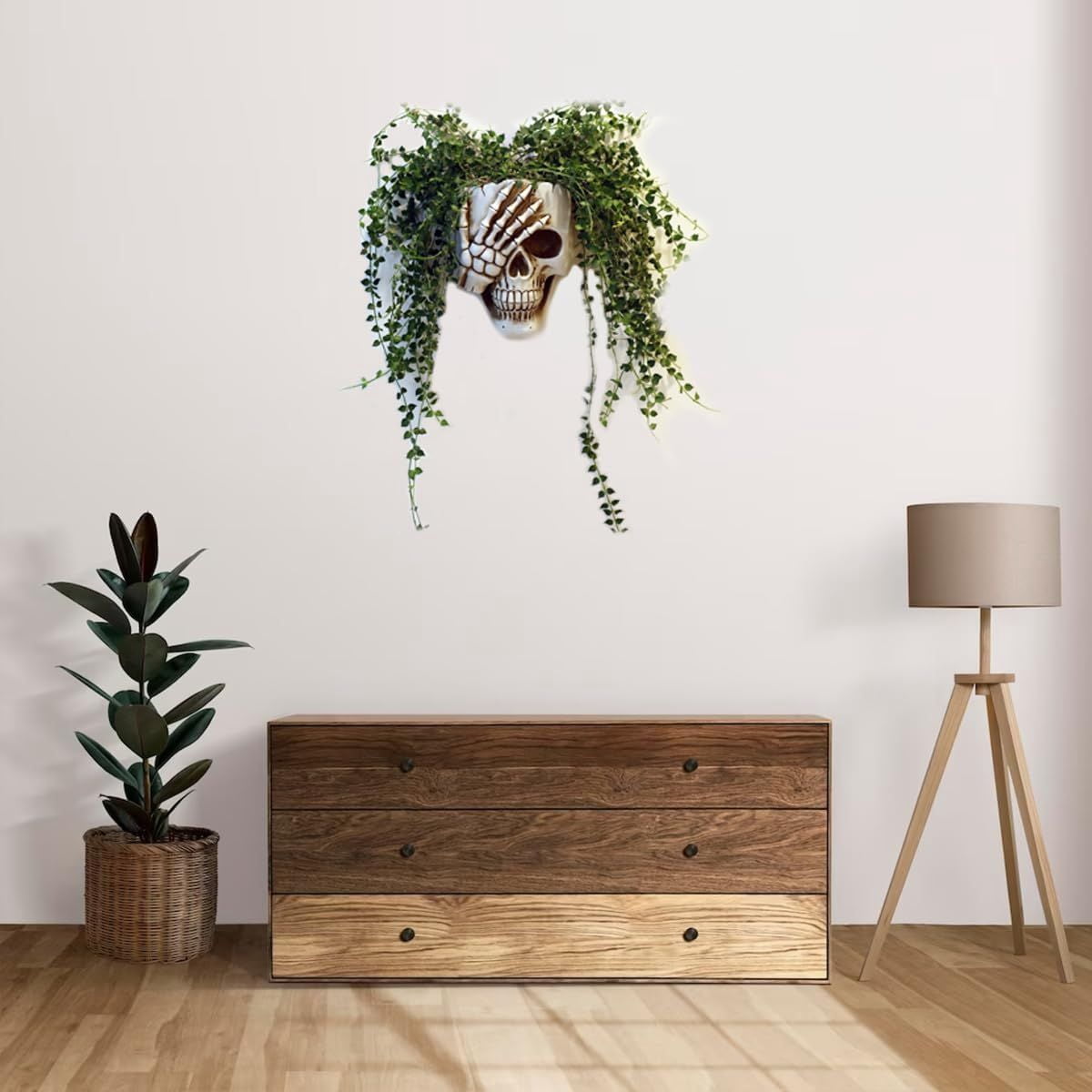 Skull Face Hanging Planter with Drainage Hole for Indoor Outdoor Plants