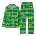 thumbnail image 1 of GDREDA Pyjamas Femmes Femmes Pyjamas Ensemble Assorti Pyjamas des Fêtes Ensemble de Pyjama Classique pour Femmes à Boutons en Satin Long avec Poches Ensembles de Pyjama pour Femmes Pyjamas Vert,TG, 1 of 3