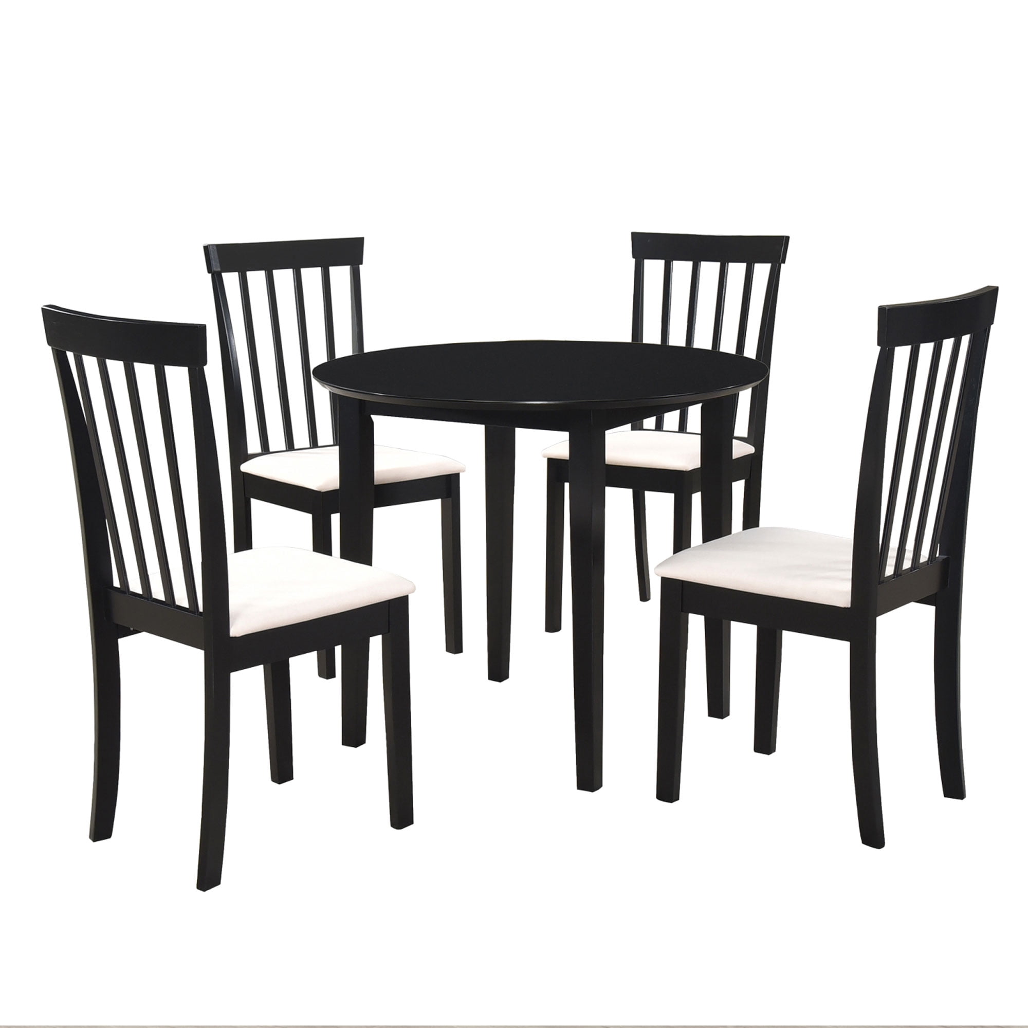 Kings Brand Furniture - Set of 4 Wood Dining Chairs - Upholstered Modern Dining Room Kitchen Armless Side Chair, Black