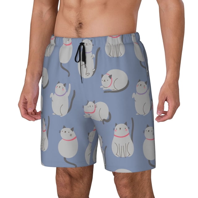 Fotbe Cute Fat Cat Traje de Baño para Hombre – Shorts de Natación de Secado Rápido con Forro y Bolsillos-X-Large
