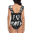 thumbnail image 6 of Yiaed I love Math Print Women's Ruffled One Piece Swimsuit V Neck Swimwear Slimming Monokini for Woman-Small, 6 of 8
