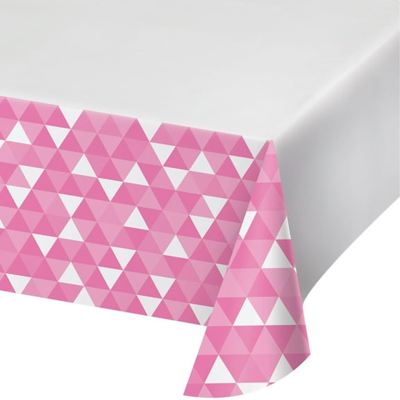Candy Pink Fractal Plastic Tablecloth, each