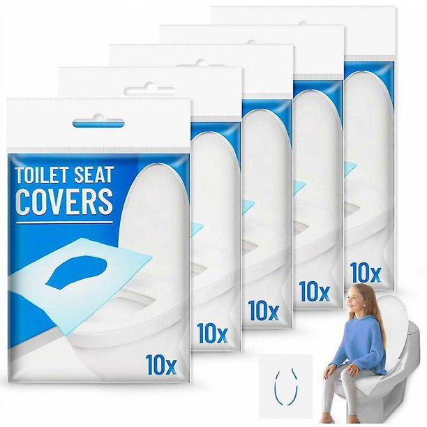Fundas Desechables para Asientos de Inodoro, 50PCS - Fundas Desechables para Tazas de Inodoro, BIODEGRADABLES, ANTIBACTERIANAS, Higiene del Inodoro Garantizada con Asiento de Inodoro de Papel