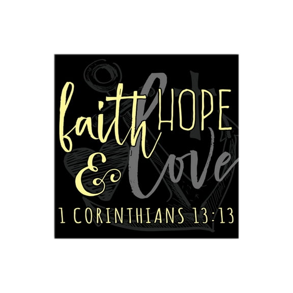 Faith Hope Love Slate Grey Anchor Heart 12 x 12 Wood Wall Sign Plaque
