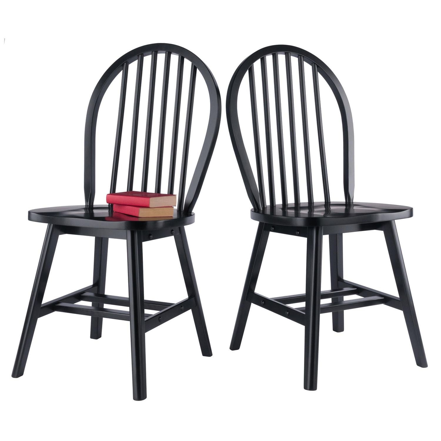 Windsor 2pc Chair Set Black Finish