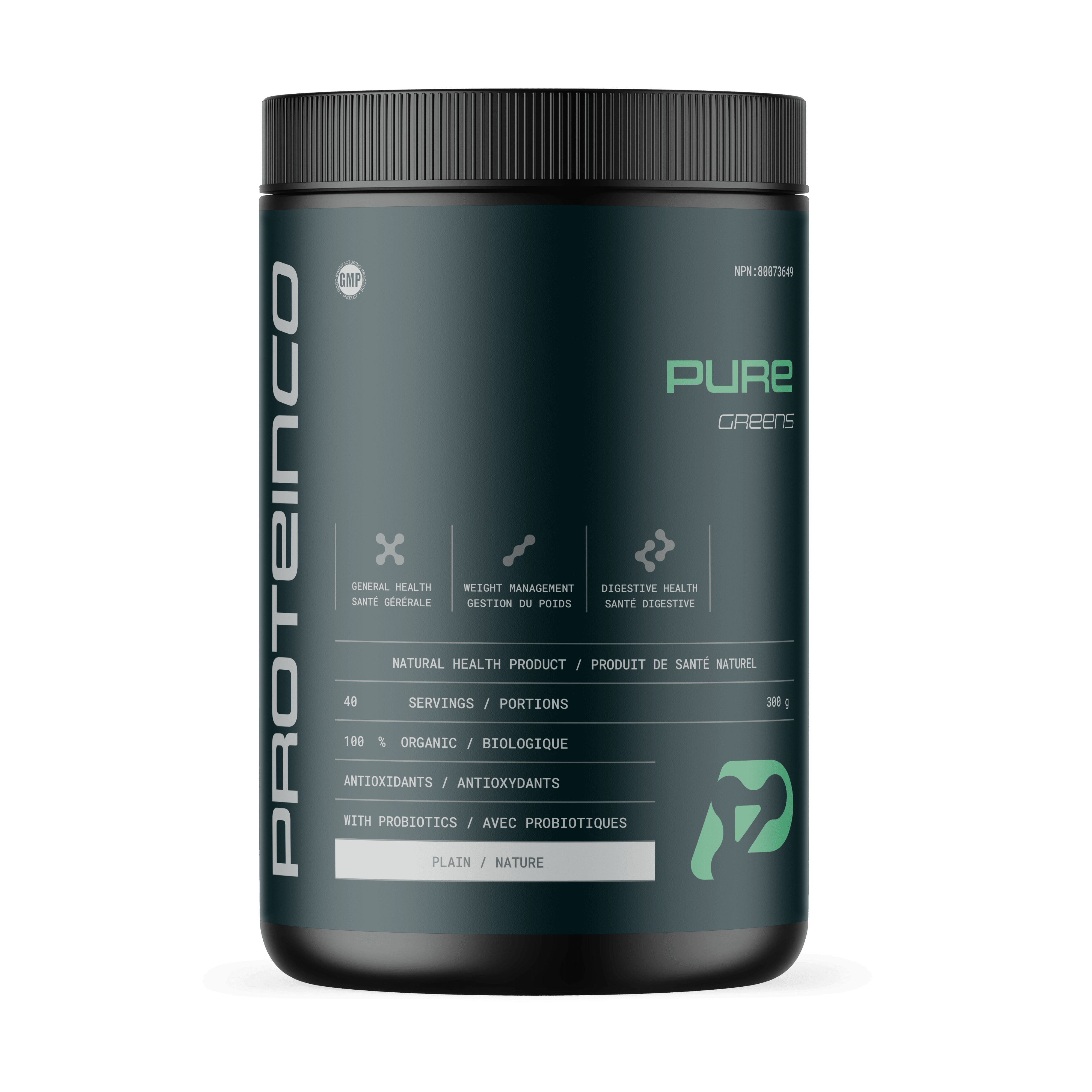 ProteinCo ProteinCo | Pure Greens | Daily Superfood Blend | Boost Energy - Immunity & Digestion | Antioxydant | Stevia | 300g (Plain)