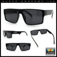 thumbnail image 2 of Kush Mens Bold Angle Flat Top Square Rectangle All Black Plastic Sunglasses Silver Logo, 2 of 7