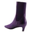 thumbnail image 3 of FSJ Women Casual Square Closed Toe Ankle Boots Kitten Low Heel Slip On Western Elastic Chelsea Booties Walking Dress Classic Shoes Size 7 Purple, 3 of 4