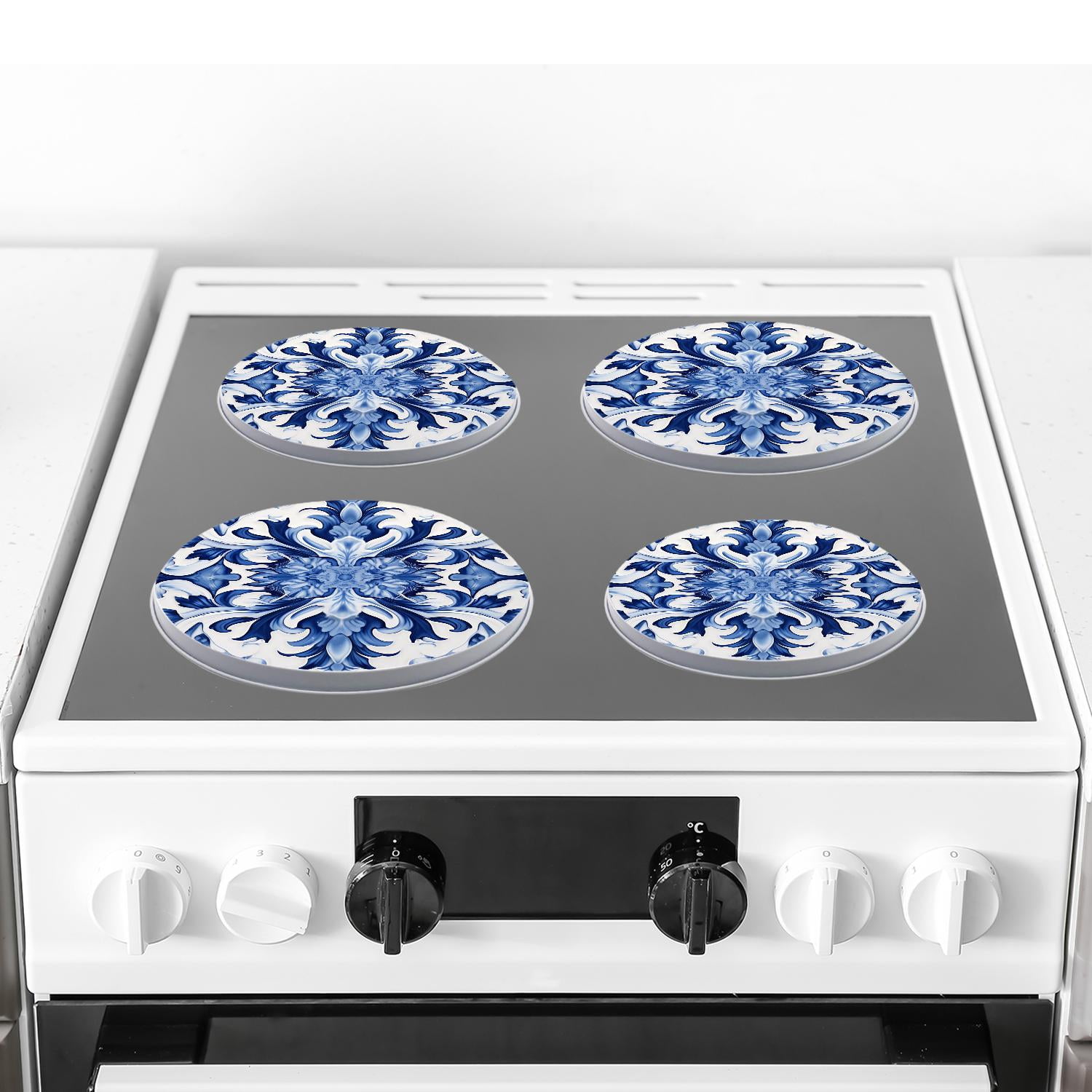 Round Stove Burner Covers 4 Pcs Metal Electric Stove Burner Covers 8Inch And 10Inch ,Original Oil Painting creative pattern