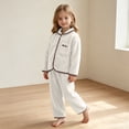 thumbnail image 2 of Asxite Toddler Fall Outfits Solid Fleece Lapel Top Straight Leg Pants Casual Loose Breathable 2 Piece Set 10T, 2 of 7