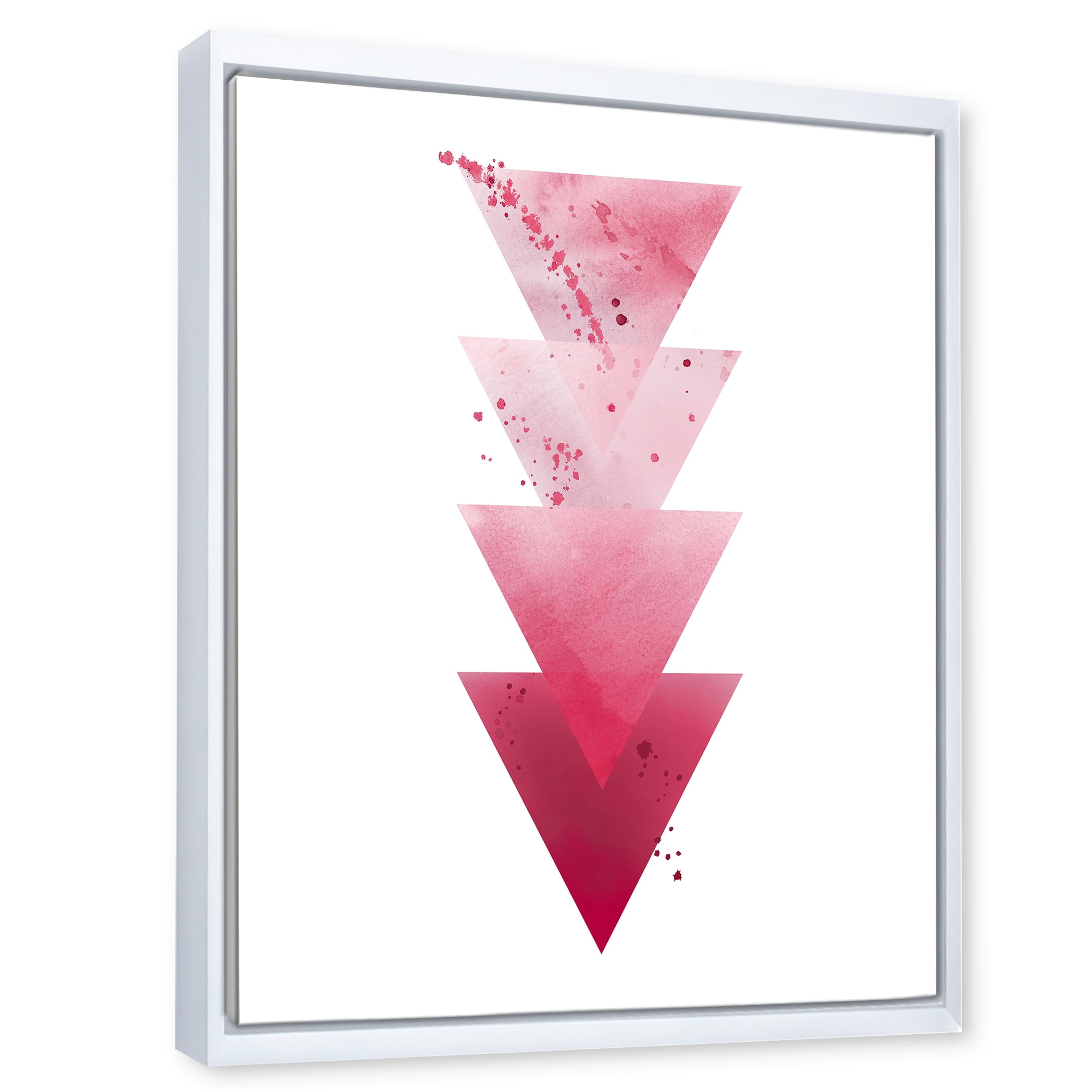 Designart 'Abstract Geometric Art Red Triangles Composition' Modern Framed Canvas Wall Art Print