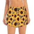 thumbnail image 2 of Gukieu Artistic Zebra Print Sunflower Print Women's Sports Shorts with Drawstring Elastic Waistband for Running, Yoga, Fitness-X-Large, 2 of 7