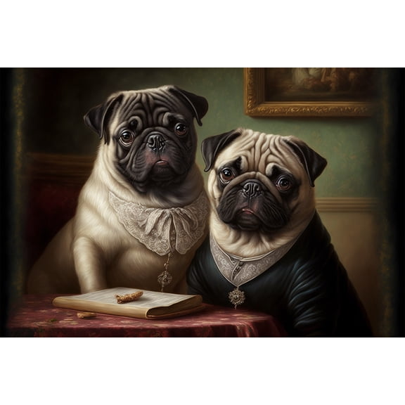 24x36 gallery poster, Victorian Pugs p2