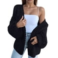 thumbnail image 2 of Womens Chunky Cardigan Cable Knit Oversized Open Front Cardigan Sweaters Black XL, 2 of 6