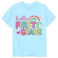 thumbnail image 3 of Bobifish Newborn Girls Happy First Day Of School T Shirts Short Sleeve Short Sleeve Hello 1St Grade Graphic Back To School Season Tees, 3 of 3