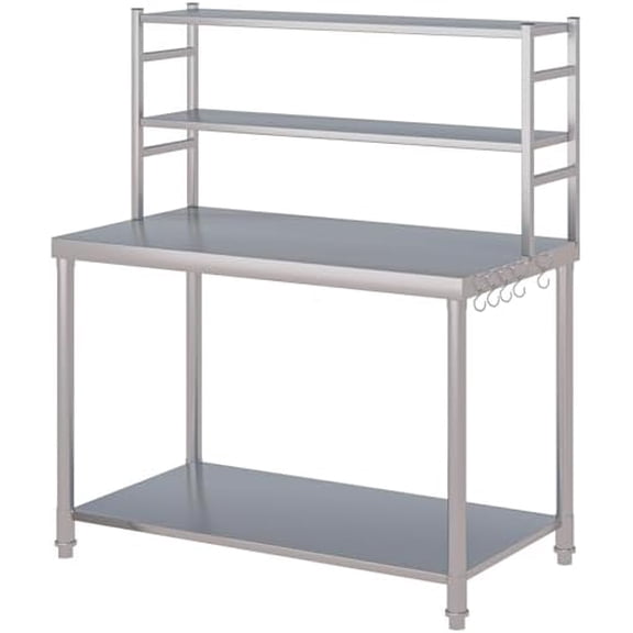Stainless Steel Prep Table 48"x24" with 2 Adjustable Shelves Heavy Duty Commercial Kitchen Work Table Countertop for Garage Home Restaurant Warehouse$$Office