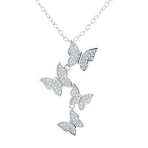 Crystal Dangling Multi Butterfly Pendant Necklace